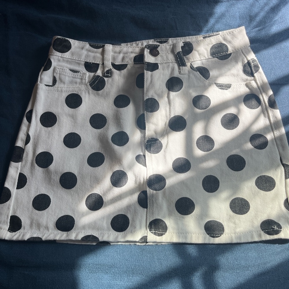 Polka Dot Mini Skirt - Black and White